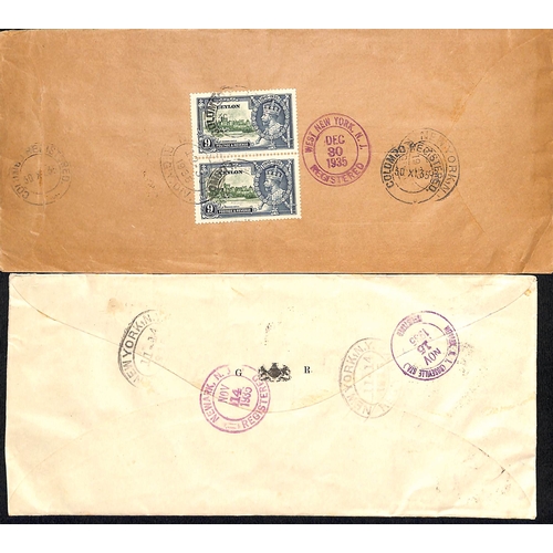 798 - Asia. 1935 O.H.M.S Registered covers bearing Silver Jubilee stamps from Straits Settlements, Hong Ko... 