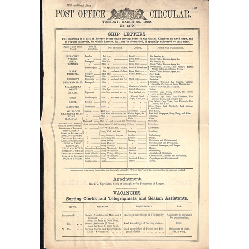 137 - Post Office Notices & Circulars. 1889 (Jan.) Small Post Office Notice (138x217mm) 