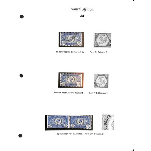 769 - Southern Africa. South Africa mint and used plate varieties well written up on pages (35), set in mi... 