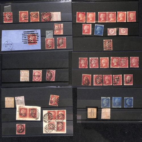 38 - 1864-79 Plate numbers comprising ½d mint (2) or used (77) including blocks of six and nine, als... 