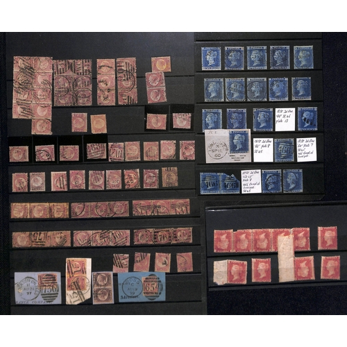 38 - 1864-79 Plate numbers comprising ½d mint (2) or used (77) including blocks of six and nine, als... 