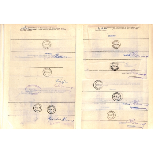 931 - 1948-49 Proof impressions of forty differing handstamps from 35 different Post Offices, the handstam... 