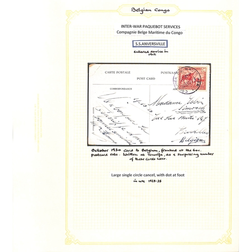 940 - Maritime Mail. 1913-c.1948 Covers and cards posted on ships of the Compagnie Belge Maritime du Congo... 