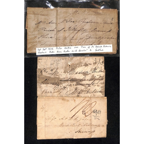 957 - Nova Scotia. 1832-45 Correspondence from Nova Scotia (6) or USA (5) to Scotland, including datestamp... 