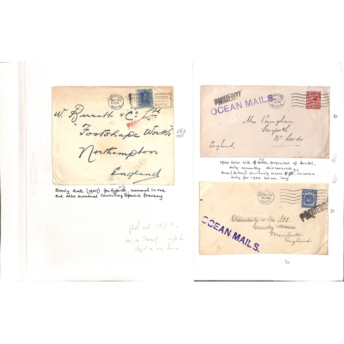 363 - Bristol. 1924-38 Covers and cards bearing stamps of G.B (5), Colombia (3), Spain, Barbados (2) or Be... 