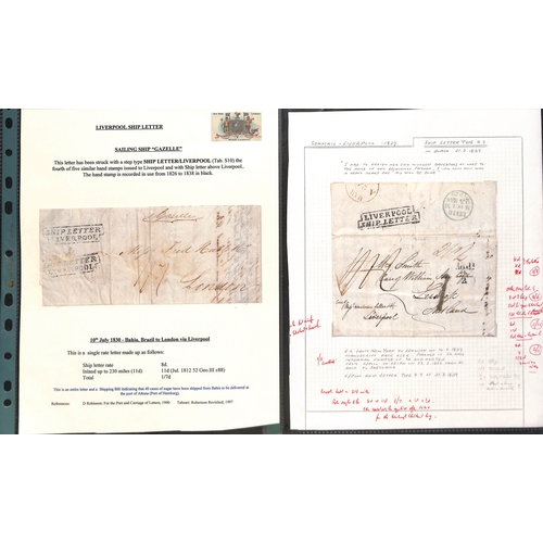 367 - 1781-1869 Entire letters, entires and covers with Liverpool Ship Letter datestamps comprising S.1, 3... 