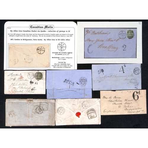 387 - 1856-91 Entires (5) and covers (8), various Liverpool charge and explanatory marks including scarce ... 