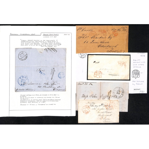 392 - America / Liverpool Datestamps (P.5/7). 1844-58 Stampless entire letters (7), an entire and covers (... 