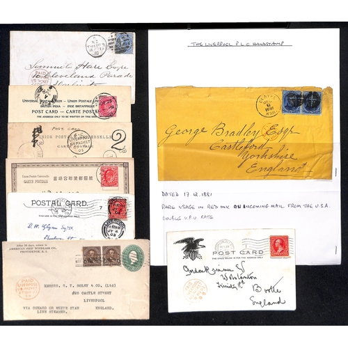 396 - Packet/P.L.O Datestamps (P.12/22, 26). 1873-1903 Covers and cards with Liverpool Packet datestamps, ... 