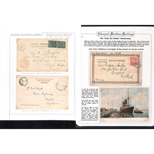 396 - Packet/P.L.O Datestamps (P.12/22, 26). 1873-1903 Covers and cards with Liverpool Packet datestamps, ... 