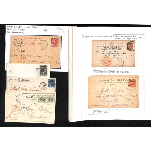 396 - Packet/P.L.O Datestamps (P.12/22, 26). 1873-1903 Covers and cards with Liverpool Packet datestamps, ... 