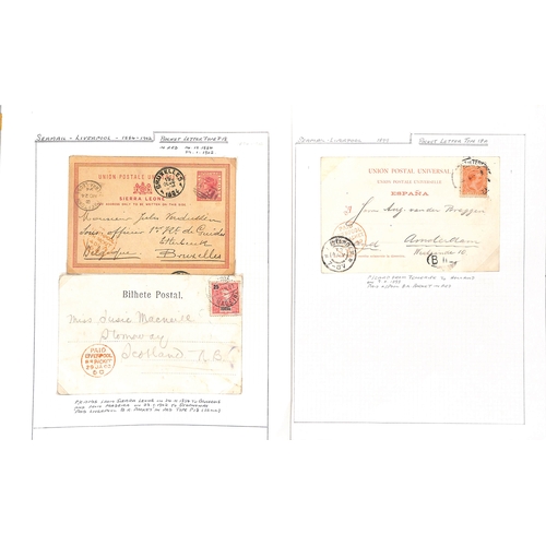 396 - Packet/P.L.O Datestamps (P.12/22, 26). 1873-1903 Covers and cards with Liverpool Packet datestamps, ... 