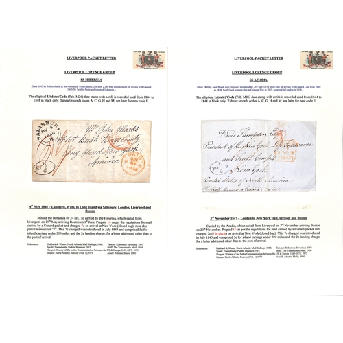 417 - Lozenge/Oval Datestamps. 1844-60 Entire letters (6), an entire and covers (5) from G.B to USA, three... 