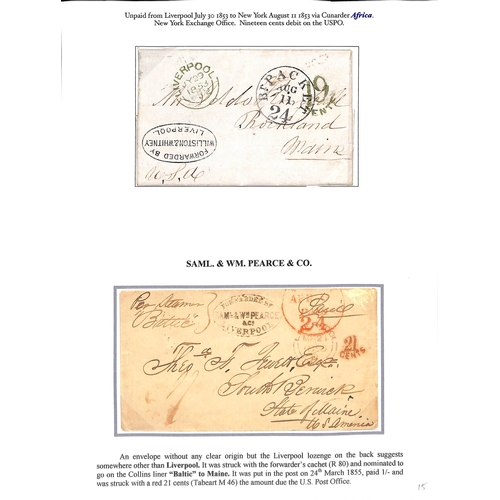 433 - 1807-73 Entire letters and a few covers all sent between G.B and the USA via Liverpool forwarders, a... 