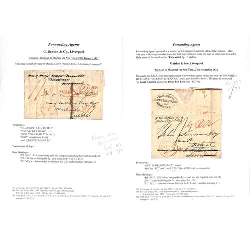 437 - Canada. 1830-37 Entire letters from G.B (6) or Portugal to Canada, all addressed via forwarding agen... 