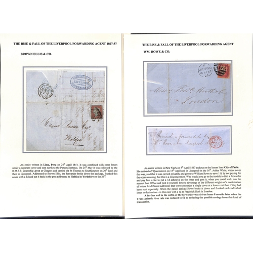 439 - 1d Reds. 1851-67 Entire letters bearing 1d reds (8), five from Peru or USA (4) posted upon arrival i... 