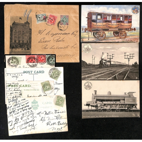 251 - 1891-1925 Railways stamps (115), covers (15), postcards (7) and ephemera including railway stamps in... 