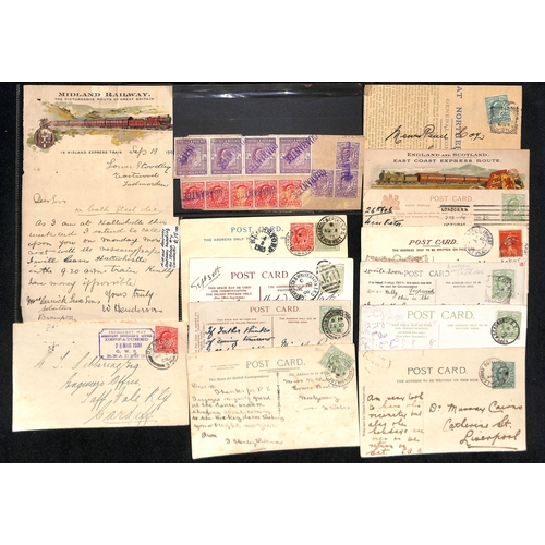 251 - 1891-1925 Railways stamps (115), covers (15), postcards (7) and ephemera including railway stamps in... 