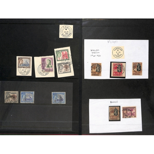 1018 - Cancellations. QV-QEII Cancels on stamps or pieces (101), covers or cards (4) including 1922 postcar... 