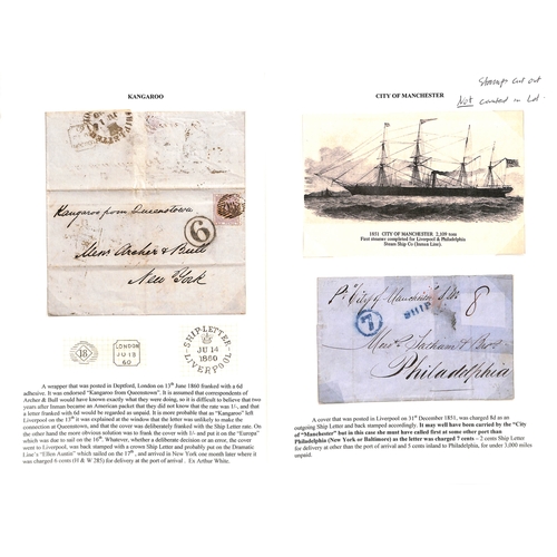 580 - 1853-60 Entire letters from England to USA, sent as ship letters on non-contract sailings, comprisin... 