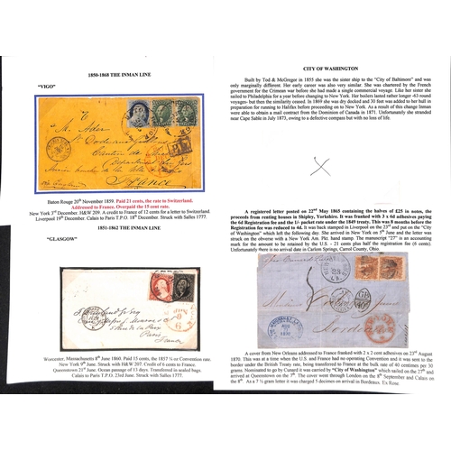 583 - USA - Mail to France. 1859-70 Stamped entire letters (2), covers (2) and a front comprising 1859 fro... 