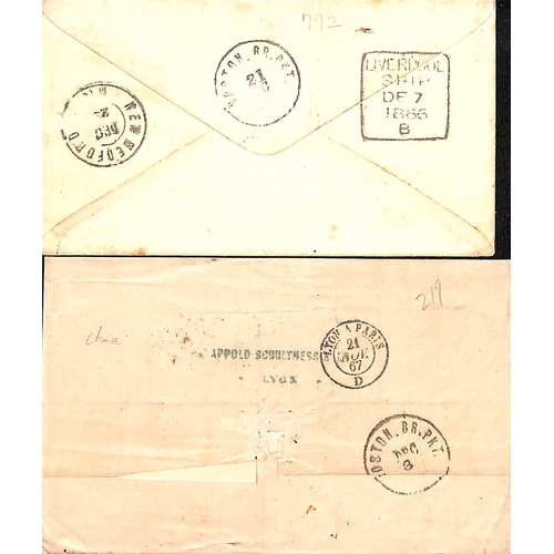 585 - Depreciated Currency. 1864-67 Stampless entire letter and entires comprising 1864 letter with 