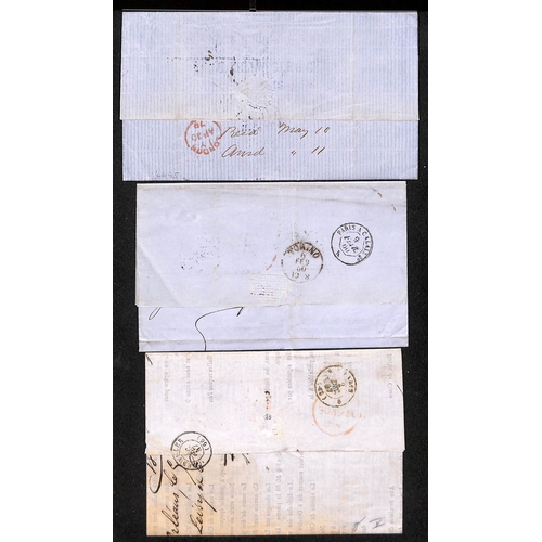 591 - Cunard. 1847-70 Stampless entires comprising 1847 prices current from New Orleans to France with 