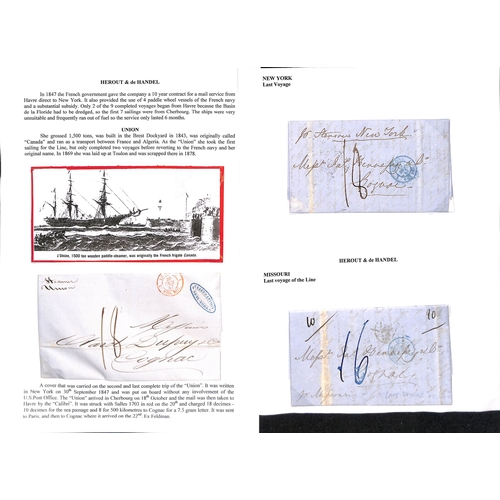 596 - Herout & de Handel Line. 1847-48 Entire letters from New York to Cognac carried on the final voyages... 