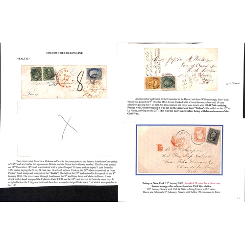 598 - 1855-68 Stamped covers from USA to France comprising 1855 cover from New Orleans franked 1c + 10c pa... 