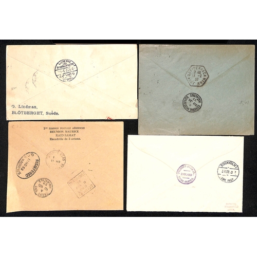 688 - 1932-39 Covers and cards including 1933 registered cover flown by Samat from Reunion to Mauritius, 1... 