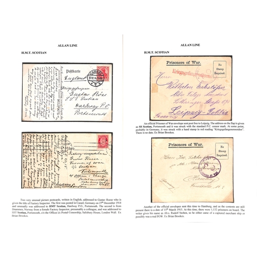 722 - Scotian. 1914-15 Covers and cards comprising 1914 stampless cover from Germany to Frimley but sent t... 