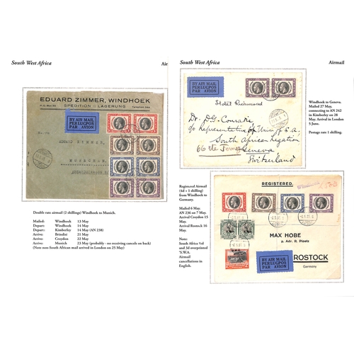 786 - South West Africa. 1935 Covers including set in pairs on cover to Germany, cover franked 3d to Natal... 