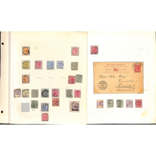 1092 - Postmarks. 1876-1901 QV Stamps collected for their cancellations, written up on pages with undated c... 