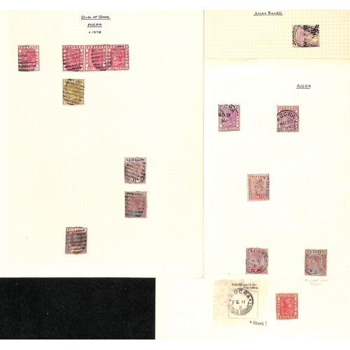 1092 - Postmarks. 1876-1901 QV Stamps collected for their cancellations, written up on pages with undated c... 