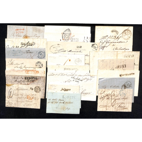 1213 - Italian States. 1687-1869 Entire letters, entires and a few part entires, mainly stampless and prest... 