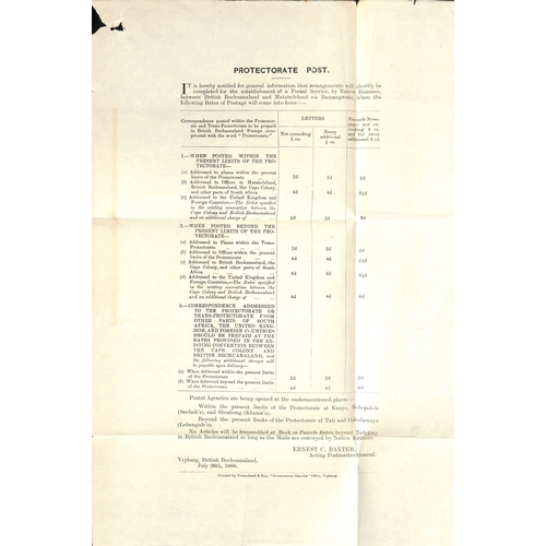 909 - P.O Notices. 1888 (July 28) and 1892 (Nov 17) Printed Post Office Notices giving the postal rates wi... 