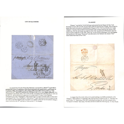 582 - 1858-68 Stampless entire letters, entires or covers from USA to G.B (9) or Bavaria including 1858 co... 