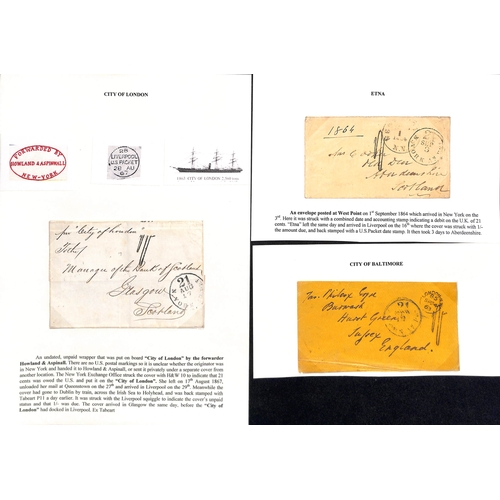 582 - 1858-68 Stampless entire letters, entires or covers from USA to G.B (9) or Bavaria including 1858 co... 