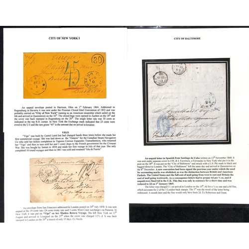 582 - 1858-68 Stampless entire letters, entires or covers from USA to G.B (9) or Bavaria including 1858 co... 