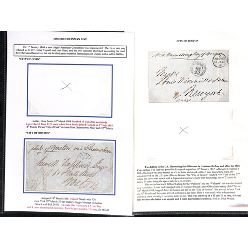 584 - Depreciated Currency. 1863-75 Unpaid stampless entire letters to USA, all from or via England with v... 