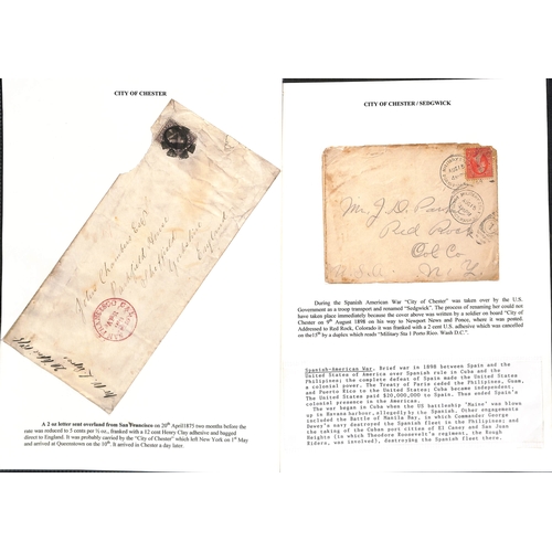 588 - 1865-91 Stamped covers from the USA to G.B or Europe, including 1875 long cover from San Francisco t... 