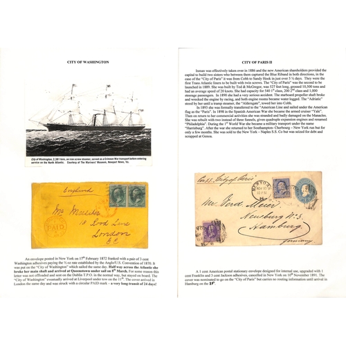 588 - 1865-91 Stamped covers from the USA to G.B or Europe, including 1875 long cover from San Francisco t... 