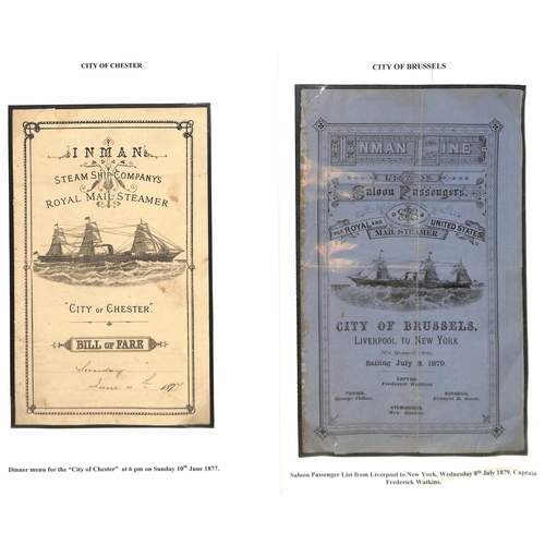 590 - Ephemera. 1874-99 Printed ephemera including passenger lists (25), menus (4), abstracts of ships log... 