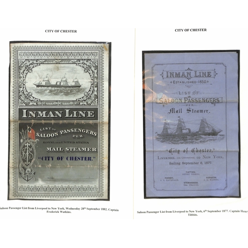 590 - Ephemera. 1874-99 Printed ephemera including passenger lists (25), menus (4), abstracts of ships log... 