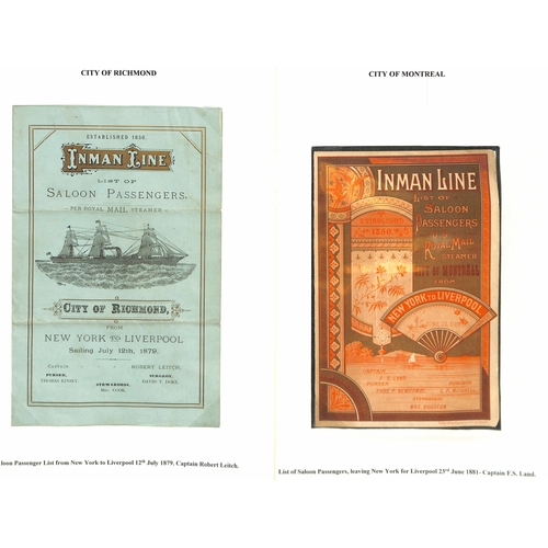 590 - Ephemera. 1874-99 Printed ephemera including passenger lists (25), menus (4), abstracts of ships log... 