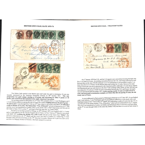 602 - 1871-75 Stamped covers from USA to France illustrating the various changes in rates, including 1871 ... 