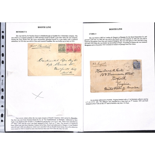 663 - Barbados. 1895-1916 Covers and cards from Barbados (19) all carried on the Brazil to New York servic... 