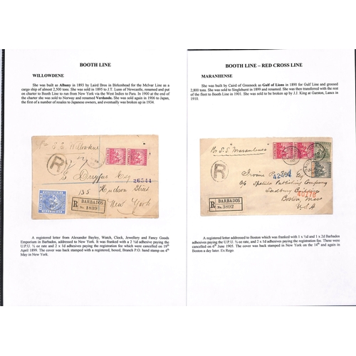 663 - Barbados. 1895-1916 Covers and cards from Barbados (19) all carried on the Brazil to New York servic... 