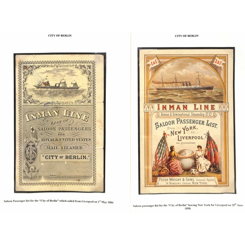 590 - Ephemera. 1874-99 Printed ephemera including passenger lists (25), menus (4), abstracts of ships log... 