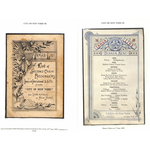 590 - Ephemera. 1874-99 Printed ephemera including passenger lists (25), menus (4), abstracts of ships log... 